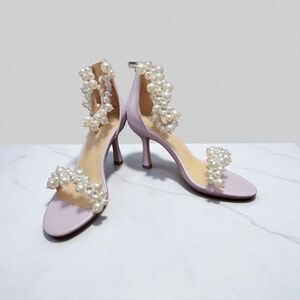 Elegant Pearl-Embellished Lavender Heels ( Style- Fiesta)